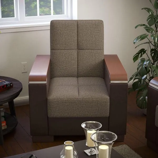 ottomanson Armada Luxe Collection Tannin Brown/Dark Brown Armchair