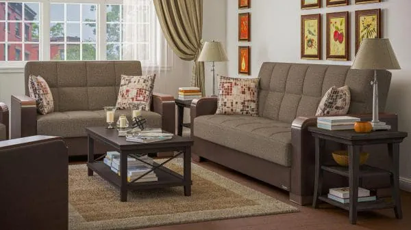 Ottomanson Armada Luxe Collection Tannin Brown/Dark Brown Loveseat