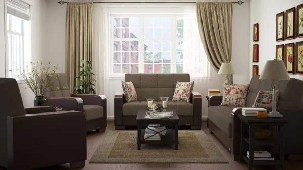 Ottomanson Armada Luxe Collection Tannin Brown/Dark Brown Loveseat