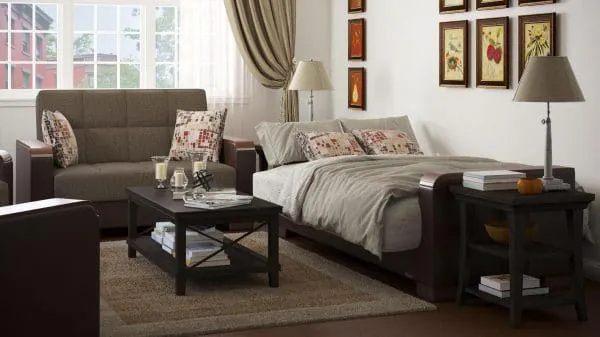 Ottomanson Armada Luxe Collection Tannin Brown/Dark Brown Loveseat