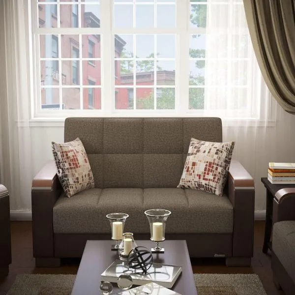 ottomanson Armada Luxe Collection Tannin Brown/Dark Brown Loveseat