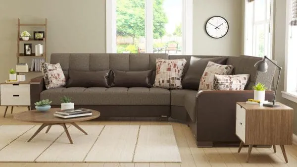 Ottomanson Armada Luxe Collection Tannin Brown/Dark Brown Sectional