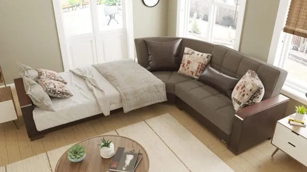 Ottomanson Armada Luxe Collection Tannin Brown/Dark Brown Sectional