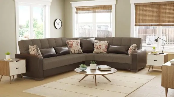 ottomanson Armada Luxe Collection Tannin Brown/Dark Brown Sectional
