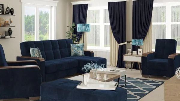 Ottomanson Armada Luxe Collection True Blue Chaise Lounge