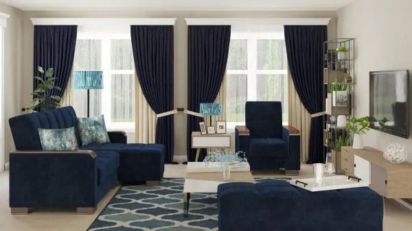 Ottomanson Armada Luxe Collection True Blue Chaise Lounge