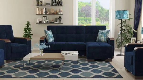 ottomanson Armada Luxe Collection True Blue Chaise Lounge