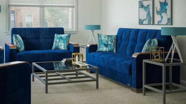 Ottomanson Armada Luxe Collection True Blue Loveseat