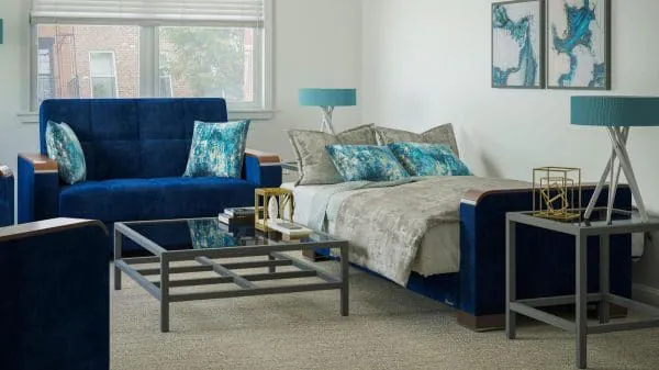 Ottomanson Armada Luxe Collection True Blue Loveseat