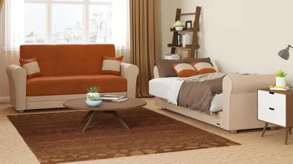 Ottomanson Avalon Collection Apricot Orange/Ecru Loveseat
