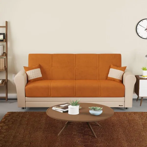 ottomanson Avalon Collection Apricot Orange/Ecru Sofabed