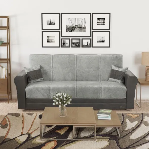 ottomanson Avalon Collection Neutral Gray/Black Loveseat