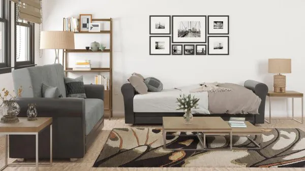 Ottomanson Avalon Collection Neutral Gray/Black Sofabed