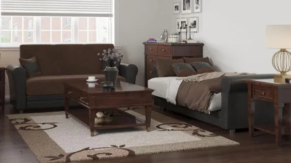 Ottomanson Avalon Collection Russet Brown/Brown Pu Loveseat