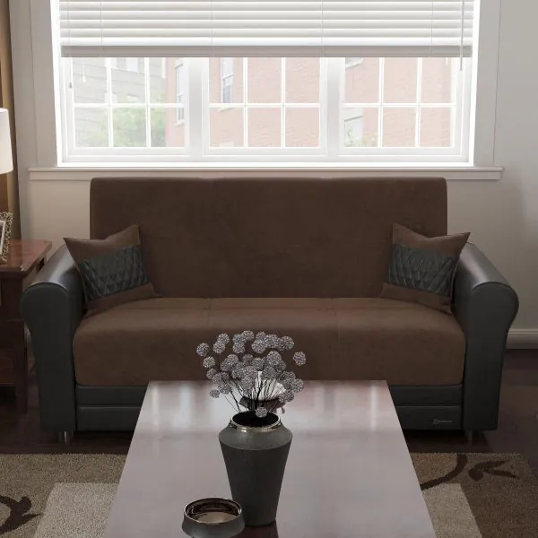 ottomanson Avalon Collection Russet Brown/Brown Pu Loveseat