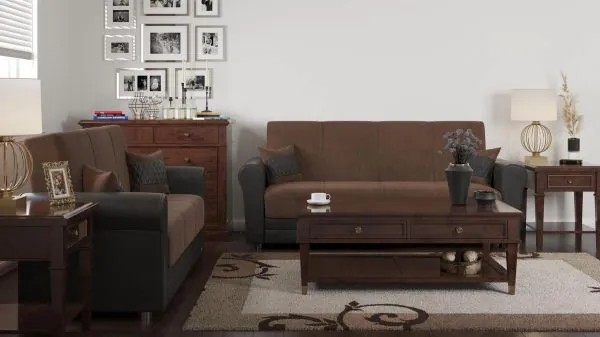 Ottomanson Avalon Collection Russet Brown/Brown Pu Sofabed