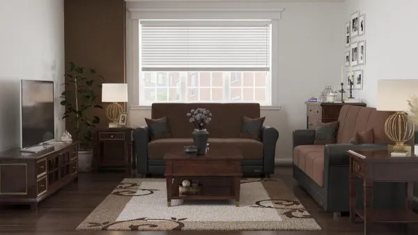 Ottomanson Avalon Collection Russet Brown/Brown Pu Sofabed