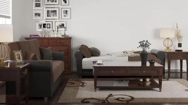 Ottomanson Avalon Collection Russet Brown/Brown Pu Sofabed