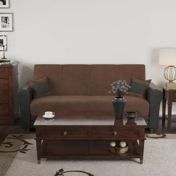 ottomanson Avalon Collection Russet Brown/Brown Pu Sofabed