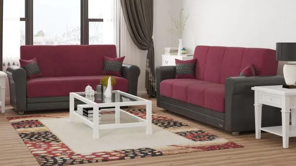 Ottomanson Avalon Collection Tibetan Red/Black Loveseat