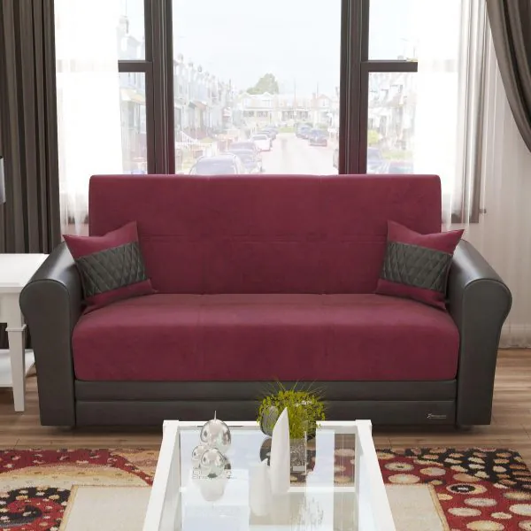 ottomanson Avalon Collection Tibetan Red/Black Loveseat