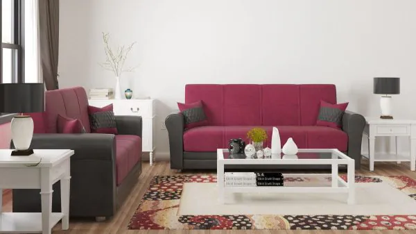 Ottomanson Avalon Collection Tibetan Red/Black Sofabed