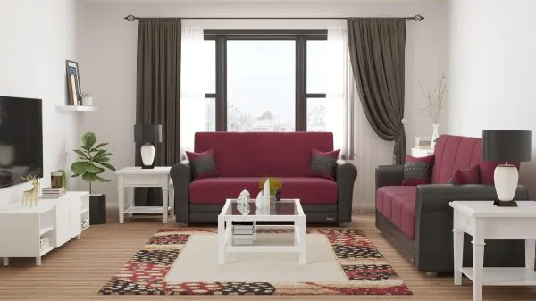 Ottomanson Avalon Collection Tibetan Red/Black Sofabed