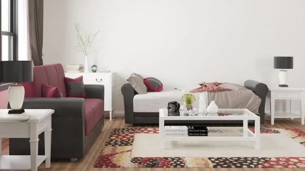 Ottomanson Avalon Collection Tibetan Red/Black Sofabed