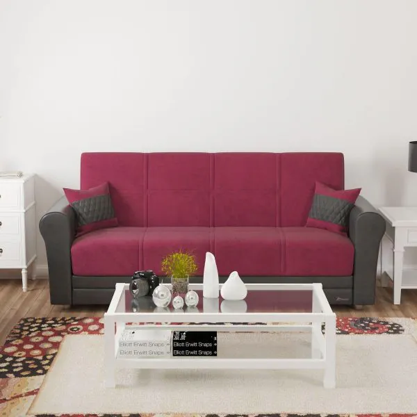 ottomanson Avalon Collection Tibetan Red/Black Sofabed