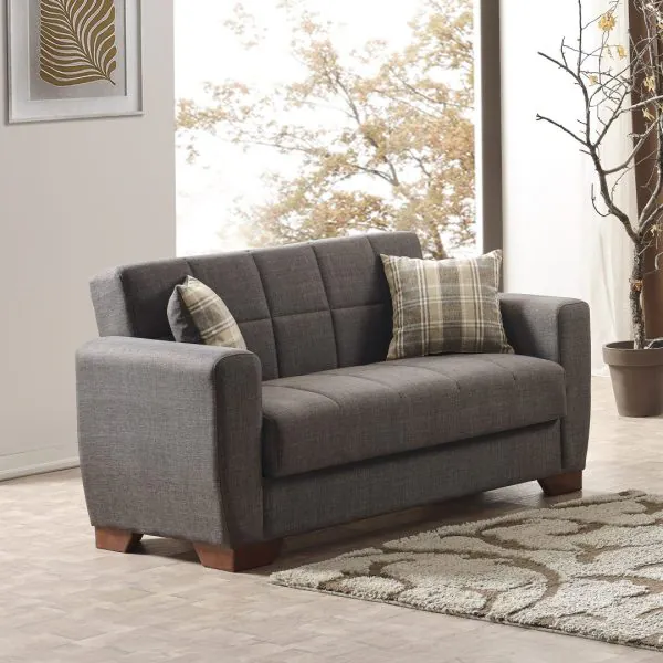 Ottomanson Barato Collection Dark Brown Fabric Loveseat