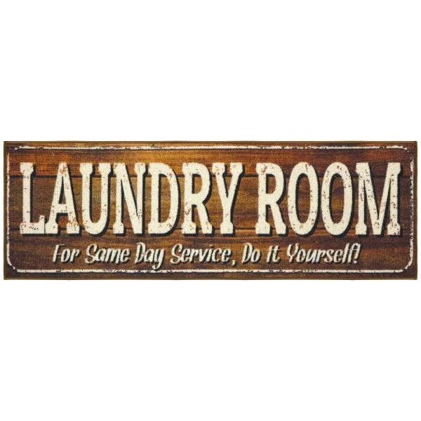 ottomanson Laundry Collection Brown Laundry-Themed 20″ x 59″ Runner Rug