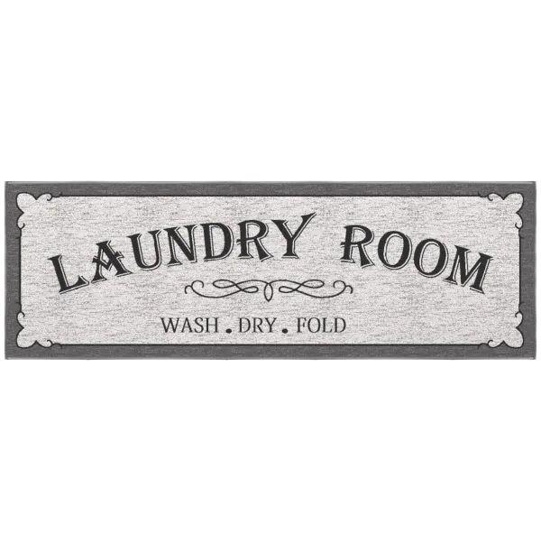 ottomanson Laundry Collection Gray Laundry-Themed 20″ x 59″ Runner Rug