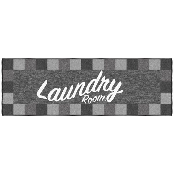 ottomanson Laundry Collection Grayscale Laundry-Themed 20″ x 59″ Runner Rug