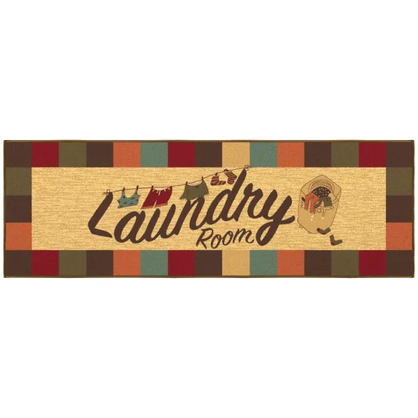 ottomanson Laundry Collection Multicolor Laundry-Themed 20″ x 59″ Runner Rug