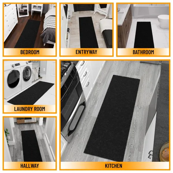 Ottomanson Oasis Collection Dark Gray 20″x59″ Runner Rug