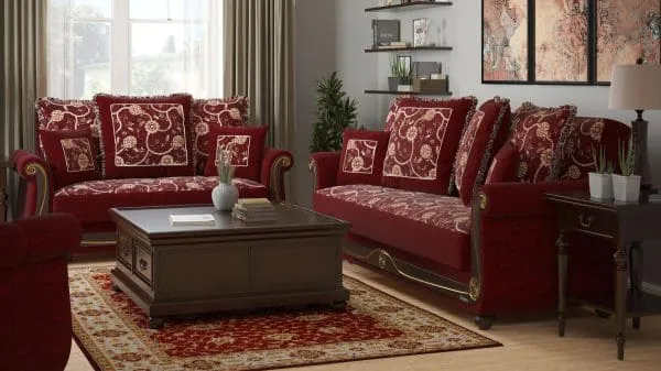 Ottomanson Americana Collection Burgundy Loveseat