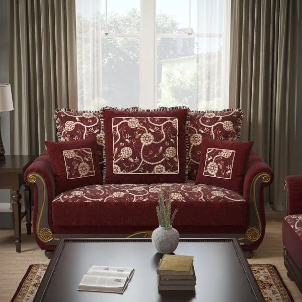 ottomanson Americana Collection Burgundy Loveseat