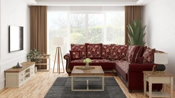 Ottomanson Americana Collection Burgundy Sectional