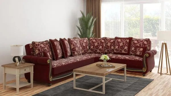 ottomanson Americana Collection Burgundy Sectional