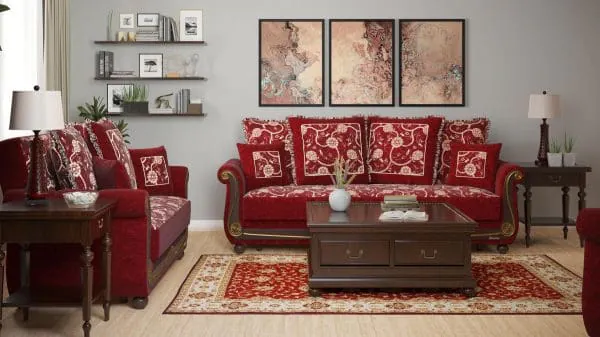 Ottomanson Americana Collection Burgundy Sofabed