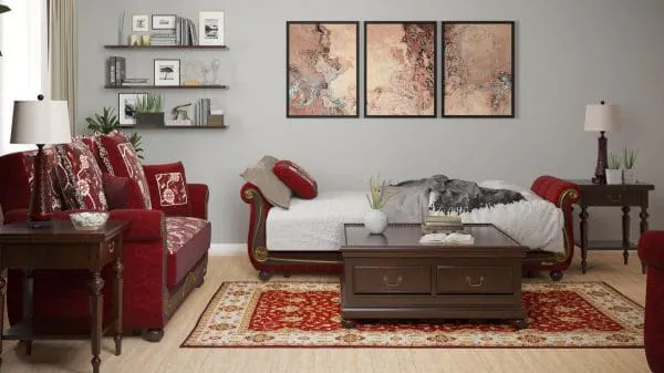 Ottomanson Americana Collection Burgundy Sofabed