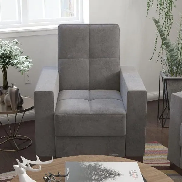 ottomanson Armada Collection Pewter Gray Armchair
