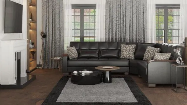 Ottomanson Armada Luxe Collection Black Sectional