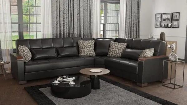 ottomanson Armada Luxe Collection Black Sectional