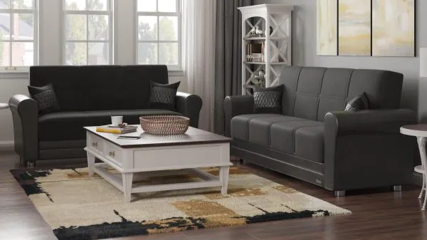 Ottomanson Avalon Collection Black Loveseat