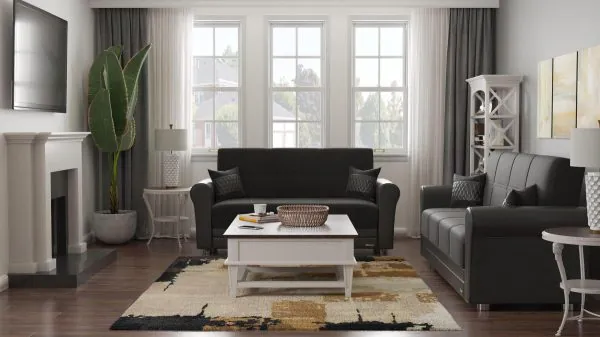 Ottomanson Avalon Collection Black Loveseat