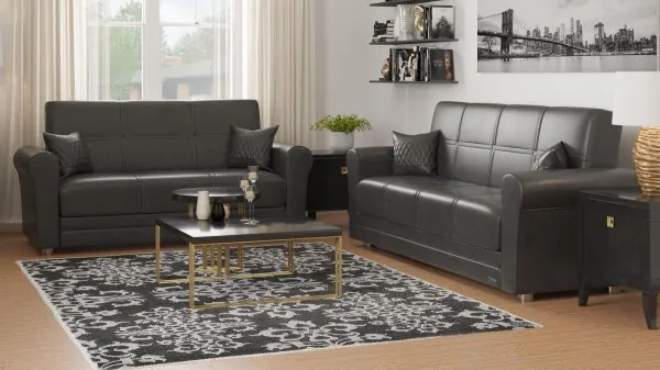 Ottomanson Avalon Collection Black Loveseat