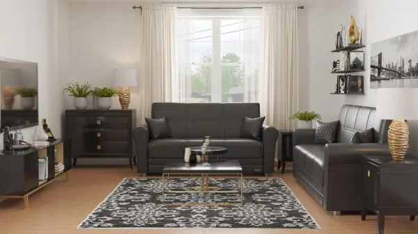 Ottomanson Avalon Collection Black Loveseat