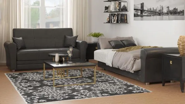 Ottomanson Avalon Collection Black Loveseat