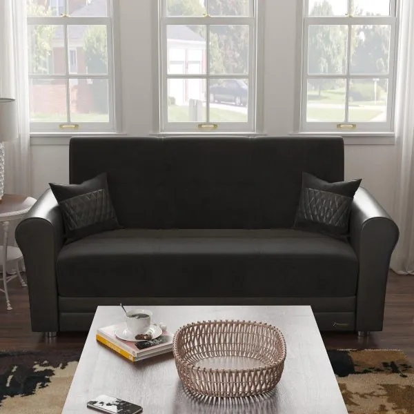 ottomanson Avalon Collection Black Loveseat